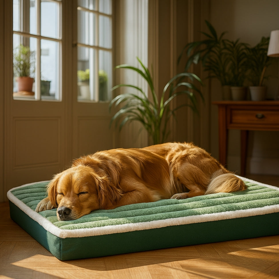 chien endormi sur matelas orthopedique chien apaisant
