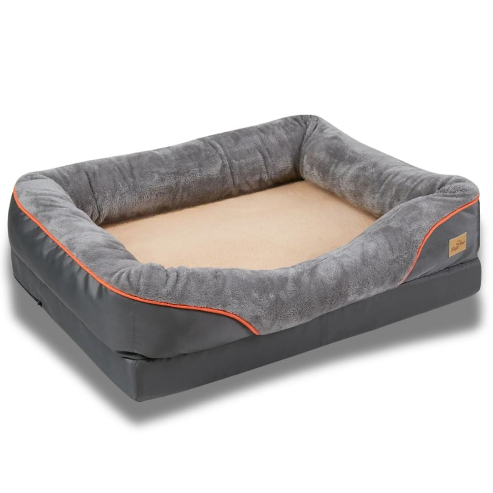 Couchage chien gris avec mousse à mémoire de forme, produit présenté seul