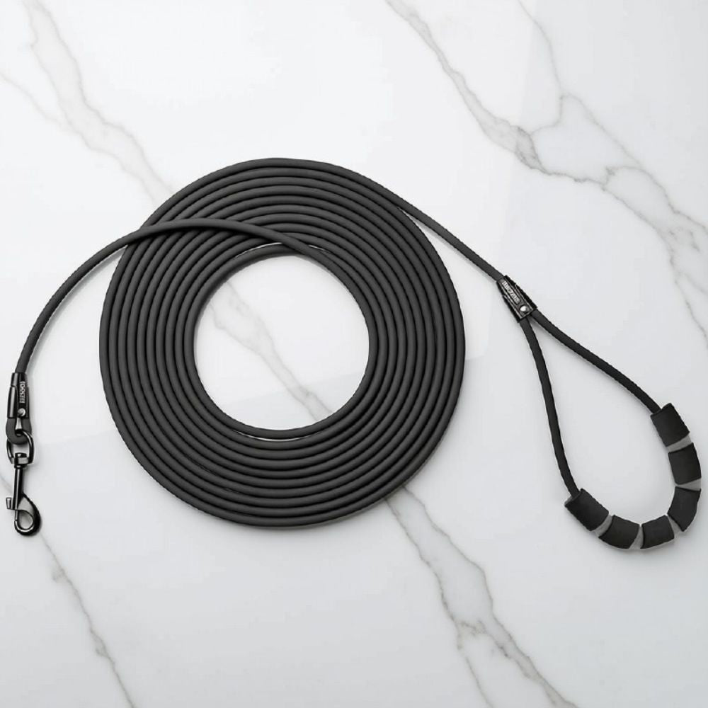 laisse pour chien noire avec mousqueton rotatif 360° en alliage de zinc