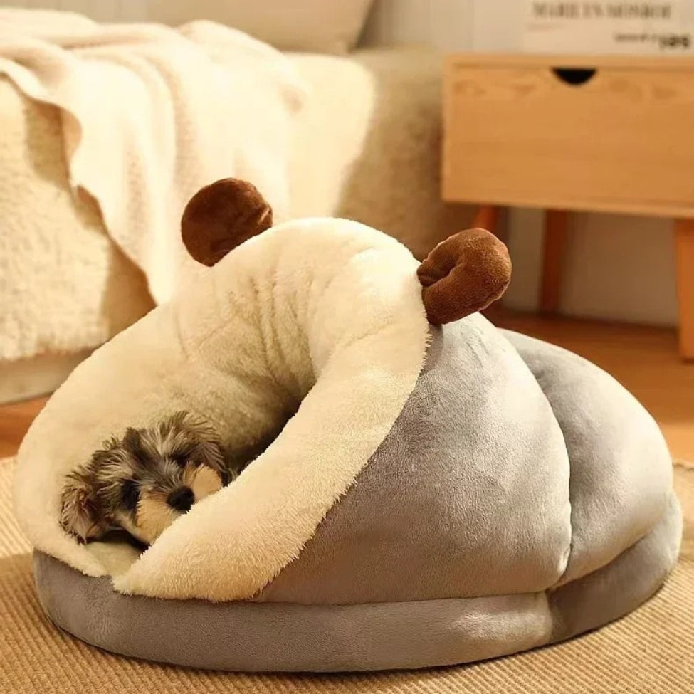 Maisonnette chien intérieure confortable en velours de cristal, idéale pour le repos de toutou