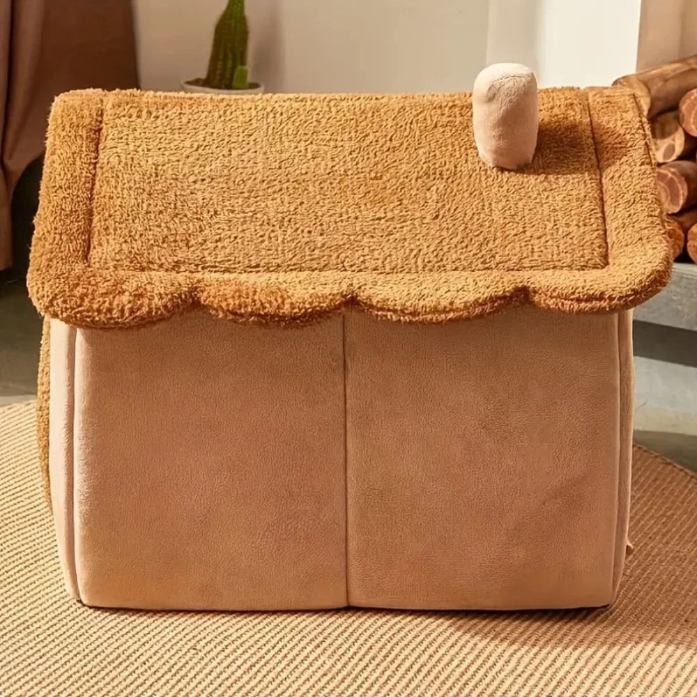 Niche pour chien intérieur, maisonnette solide, vue de côté