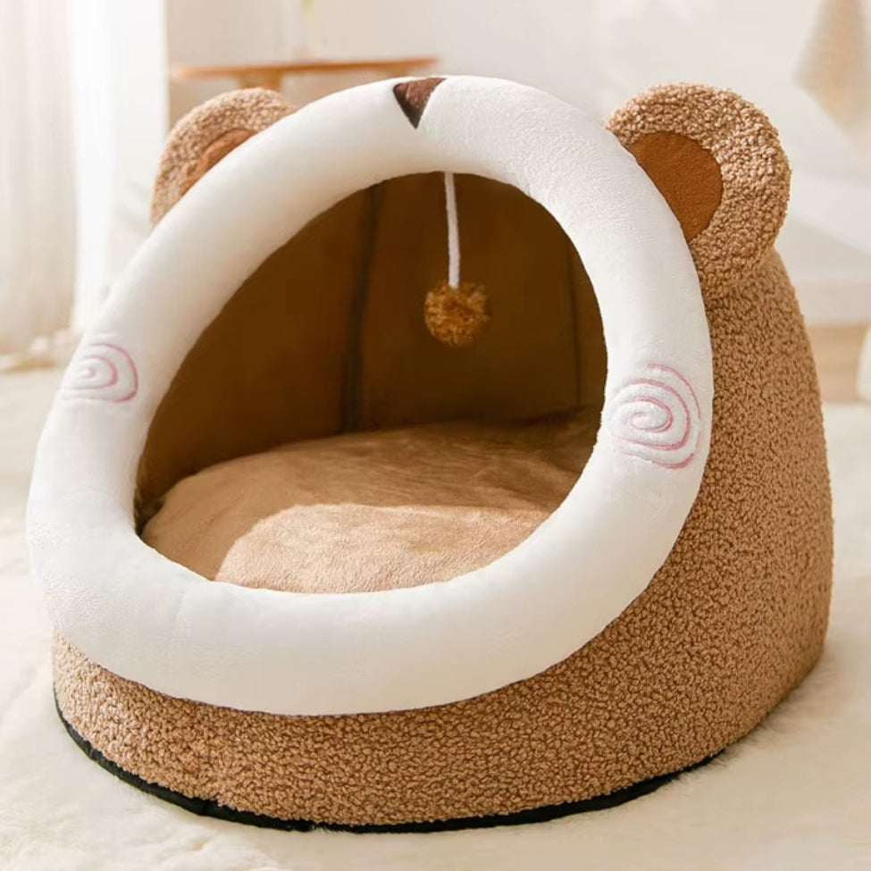 Niche chien intérieur en forme d’ours pliable et confortable