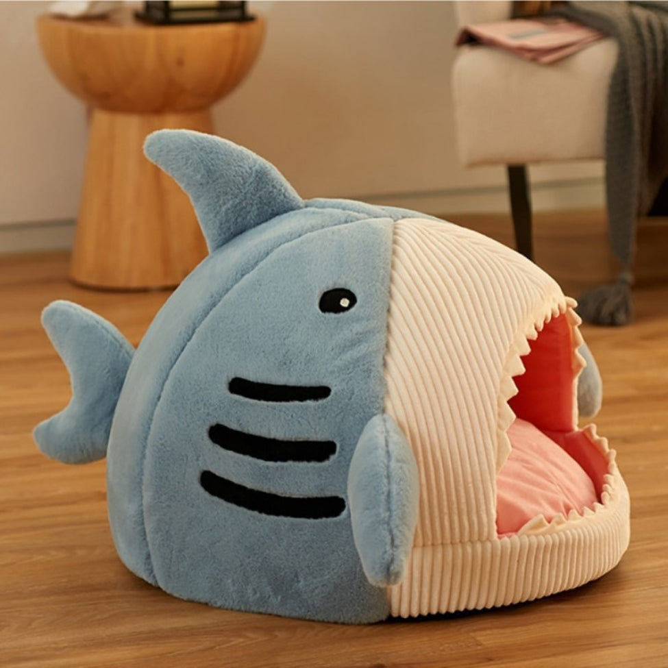 Niche chien intérieur en forme de requin bleu