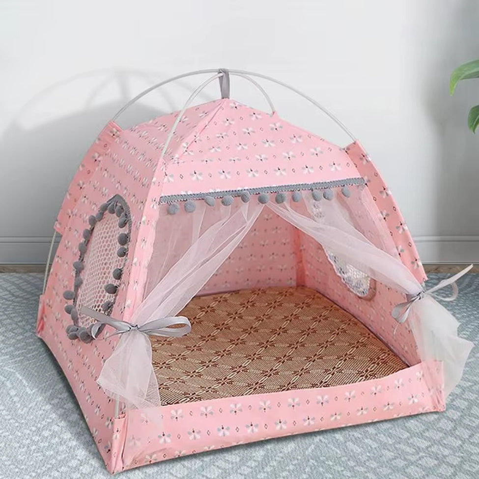 Niche chien intérieur rose, douce et légère, adaptée aux petits chiens