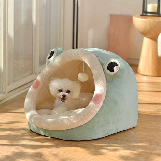 Niche pour chien intérieur en velours doux, cocon rassurant pour petits chiens