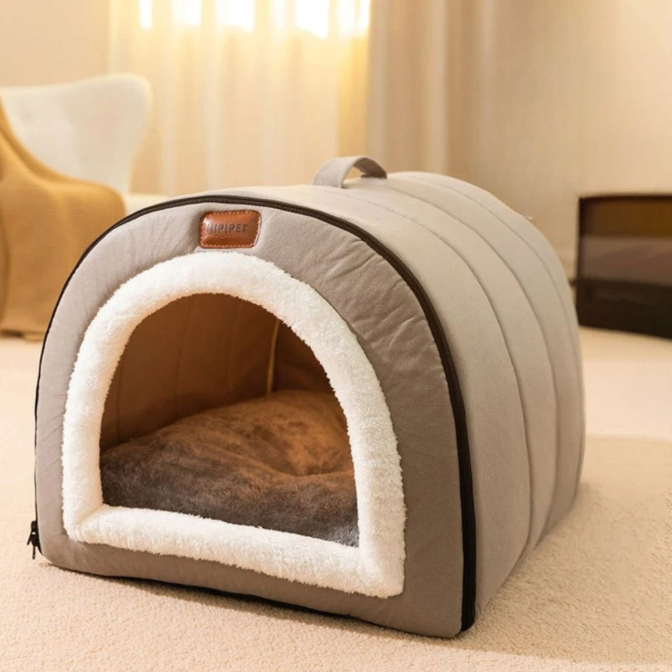 Niche pour chien intérieur Coin Secret chaude et douillette pour l’hiver