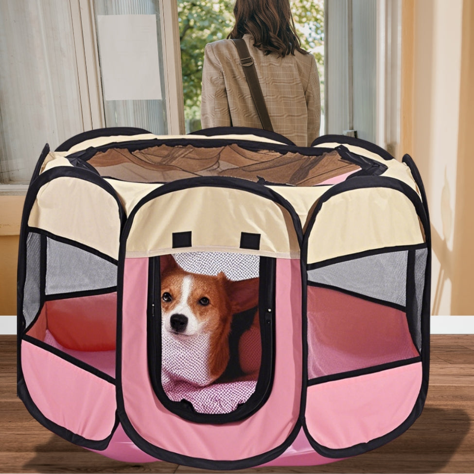 Corgi en sĂ©curitĂ© dans sa niche pour chien XXL lorsquâil reste seul