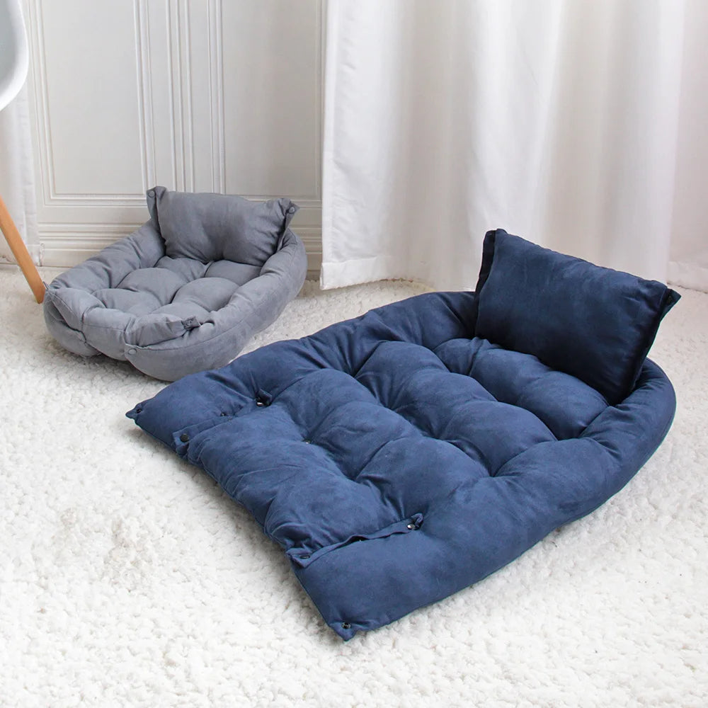 Panier chien transformable en fauteuil ou tapis, pratique et modulable