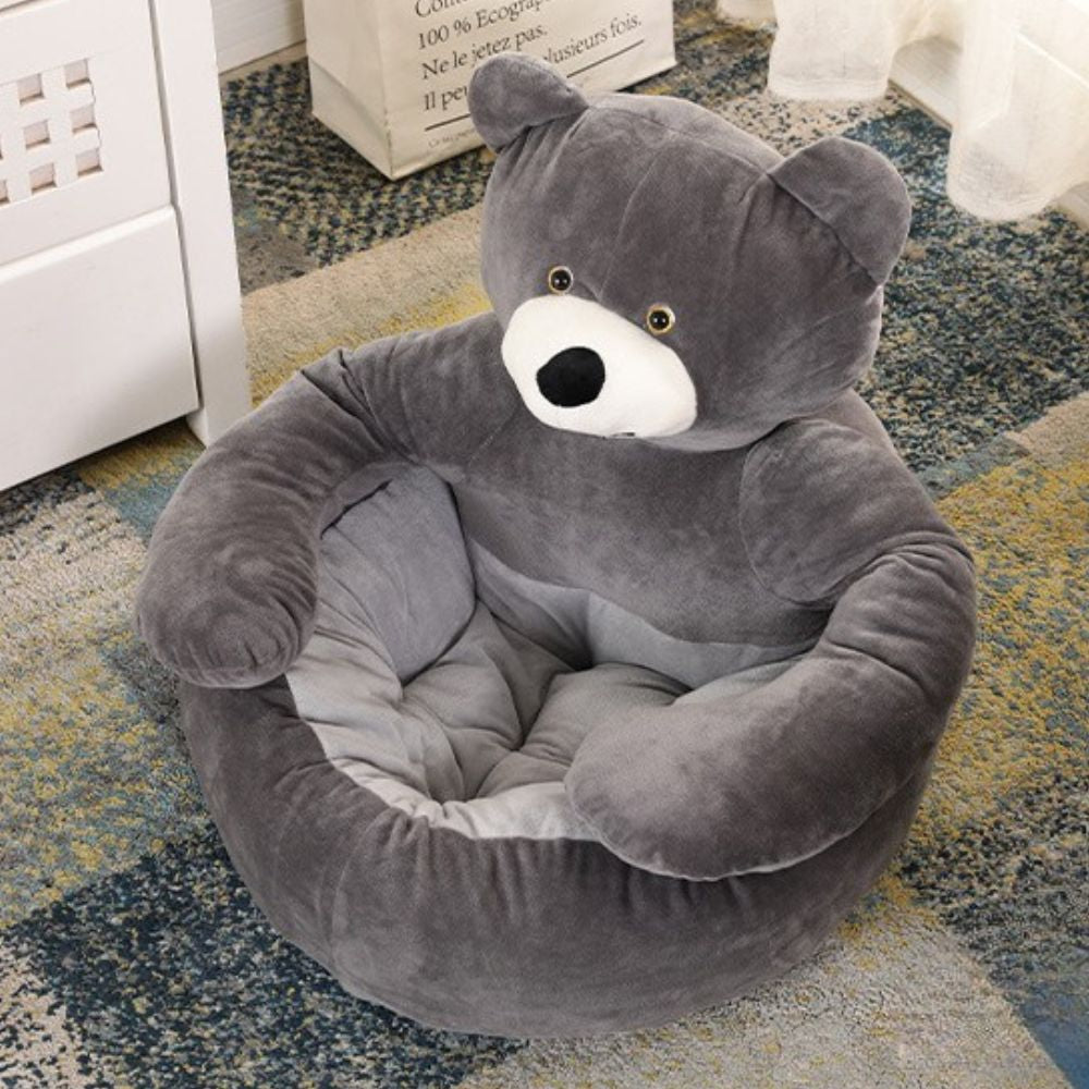 Panier pour chien déhoussable de couleur grise, produit seul