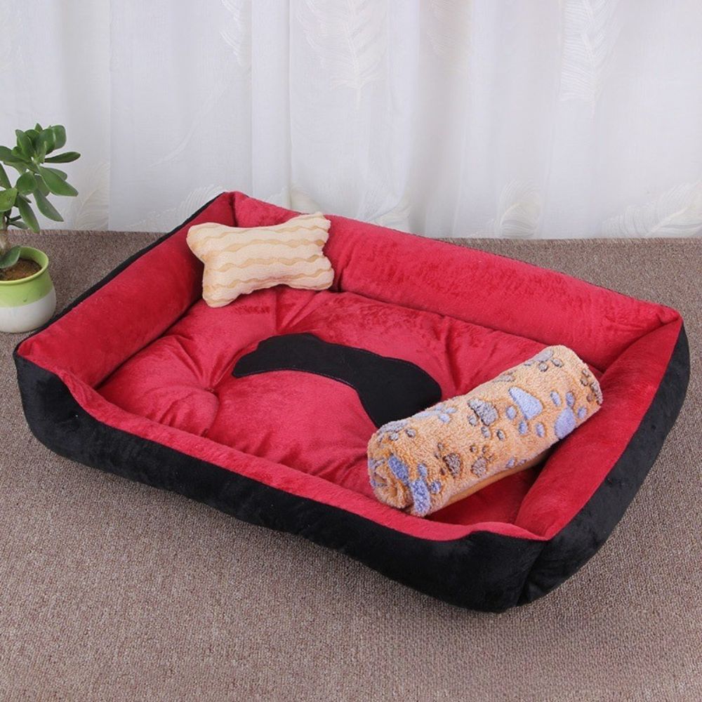 Panier pour chien rouge noir au style chaleureux et confortable