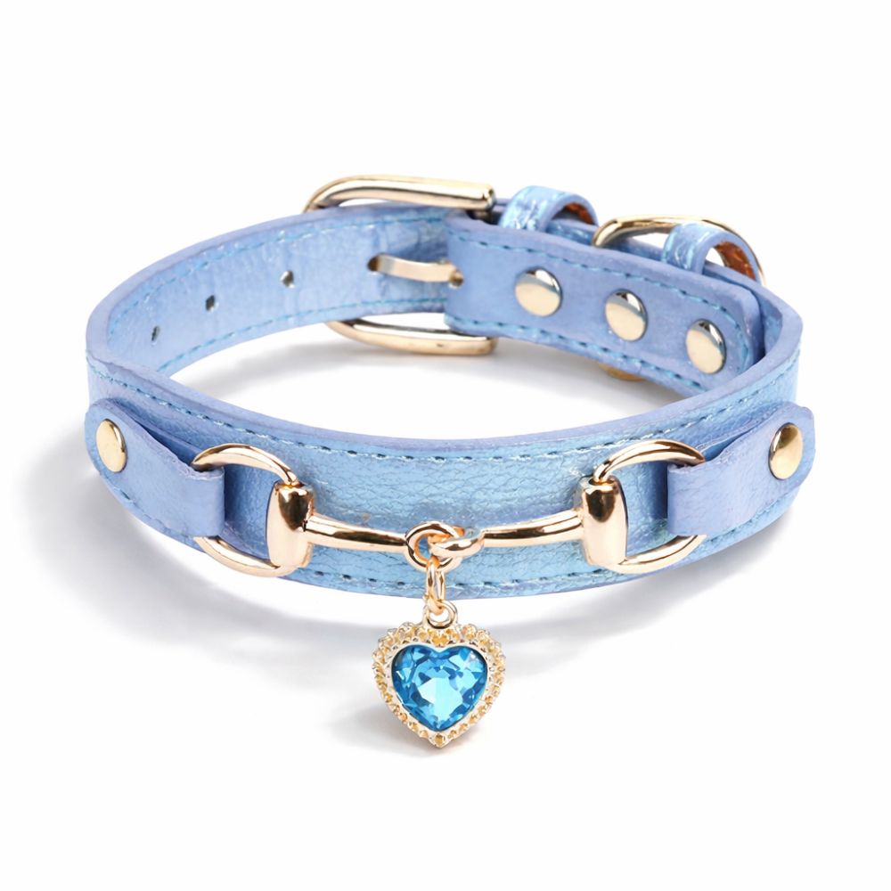 Collier pour chien luxe en cuir bleu avec finitions premium et design chic