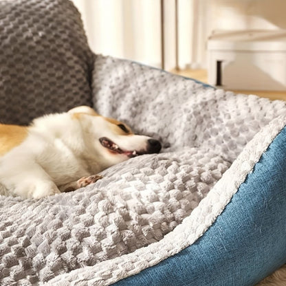 Corgi blotti dans un panier grand chien réconfortant, coussin épais et doux pour un maximum de bien-être