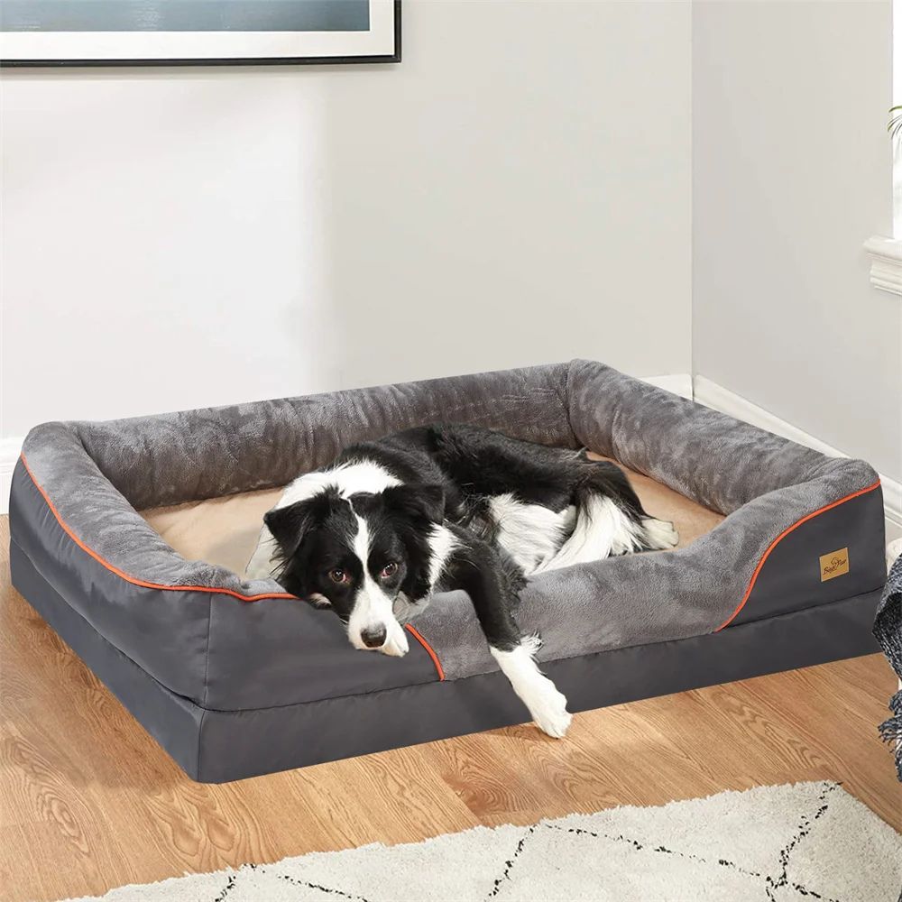 Border collie détendu dans un couchage chien apaisant et confortable pour le repos quotidien