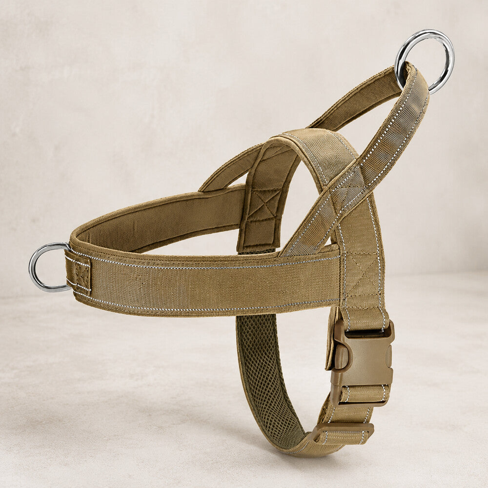 Harnais anti traction pour chien kaki, produit seul