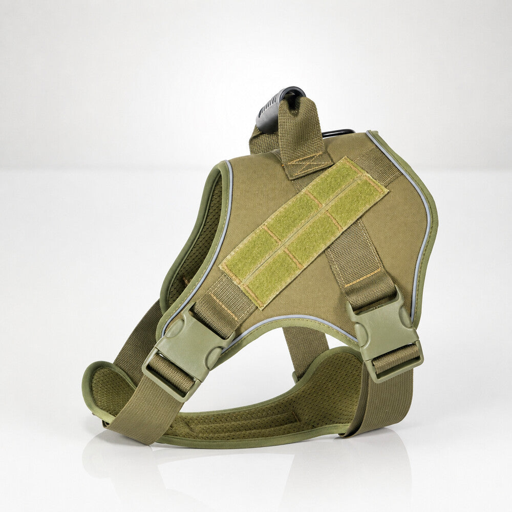 Harnais chien militaire vert avec poignée et boucles réglables