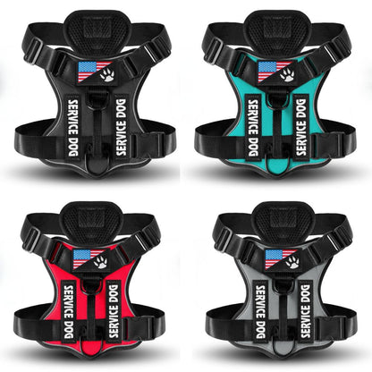 Modèle de harnais chien disponible en plusieurs couleurs avec design robuste et ajustable
