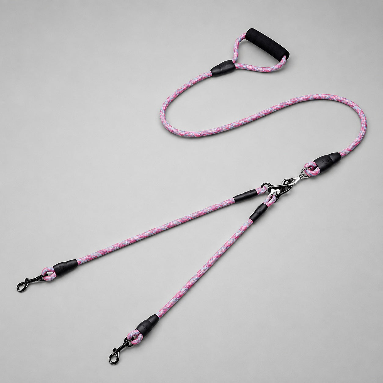 laisse 2 chiens rose