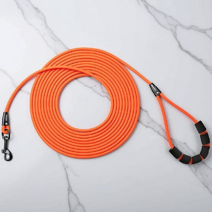 laisse pour chien orange avec poignée ergonomique rembourrée