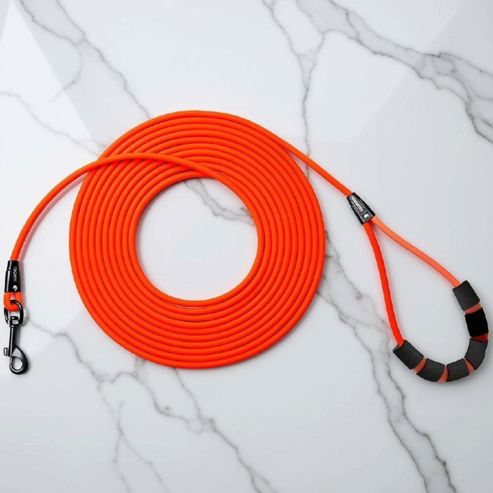 laisse pour chien en corde renforcée avec revêtement PVC, rouge