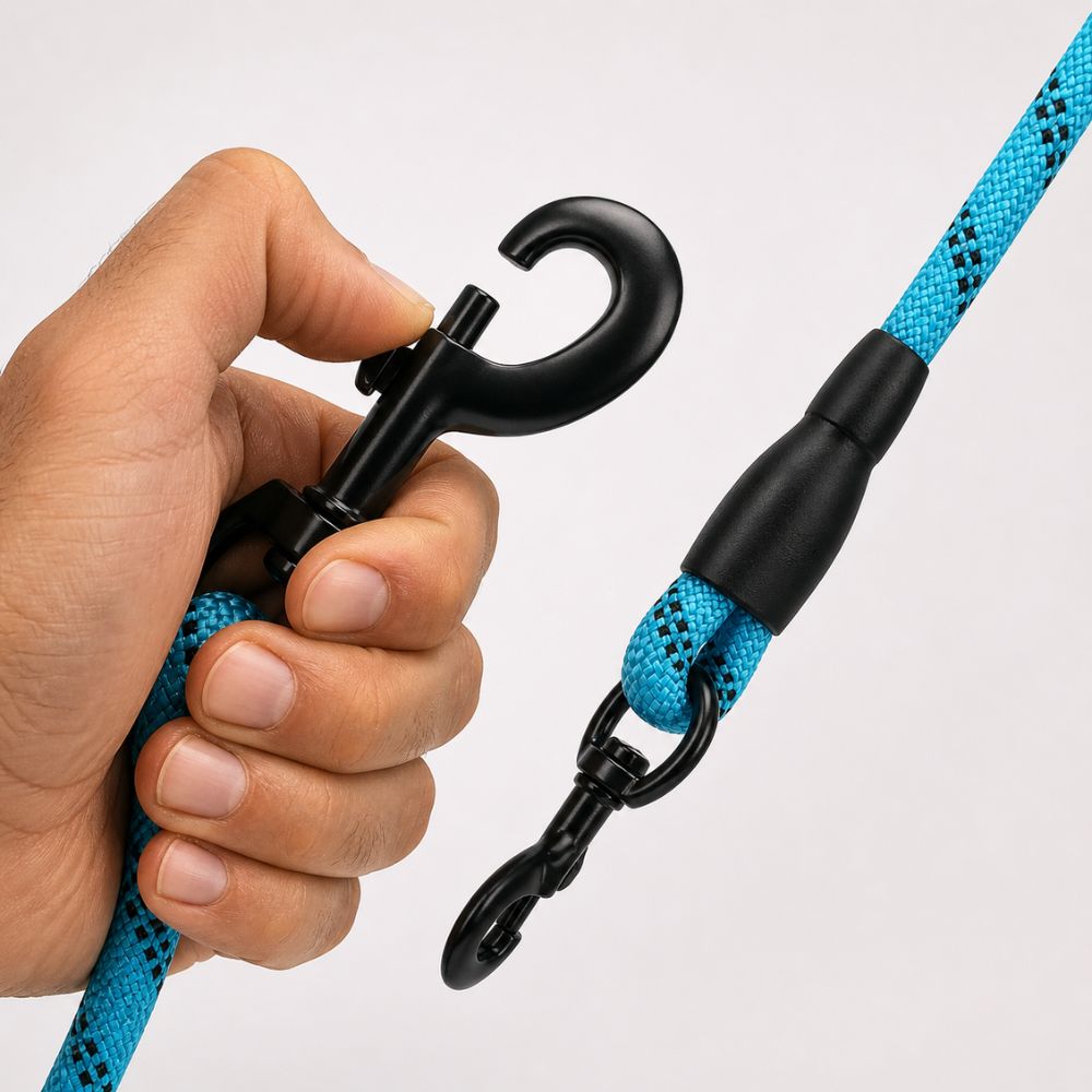 mousqueton sécurisé en métal pour laisse pour gros chien avec attache renforcée et rotation anti torsion