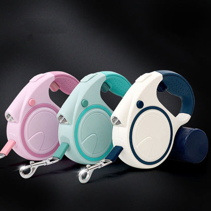 laisse rétractable chien disponible en plusieurs couleurs premium rose bleu et vert menthe