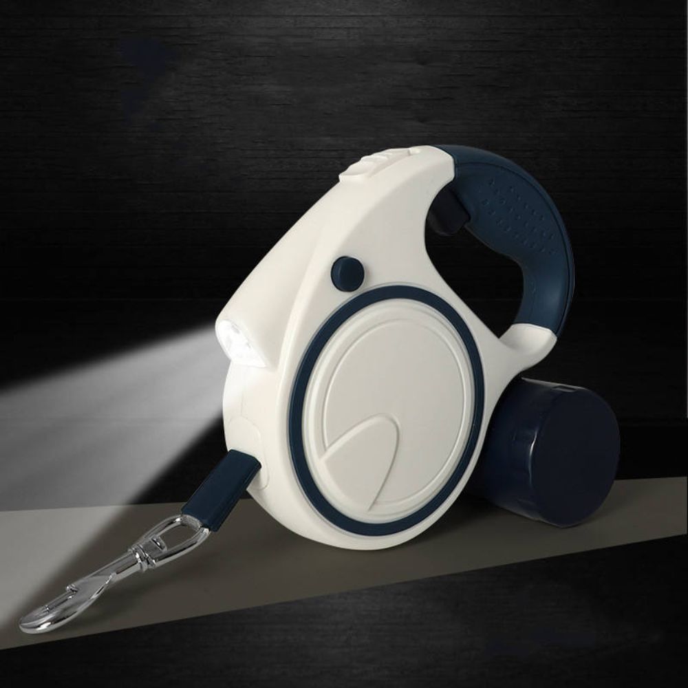 laisse rétractable chien avec lampe LED intégrée pour les promenades de nuit