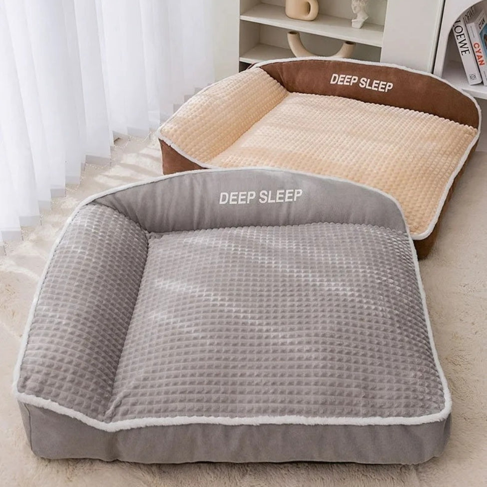 Lit pour chien disponible en deux couleurs, gris et marron