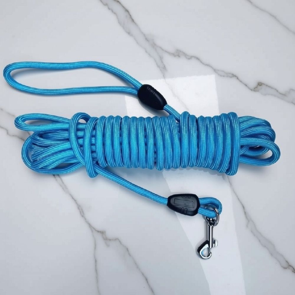 longe pour chien robuste de couleur bleue