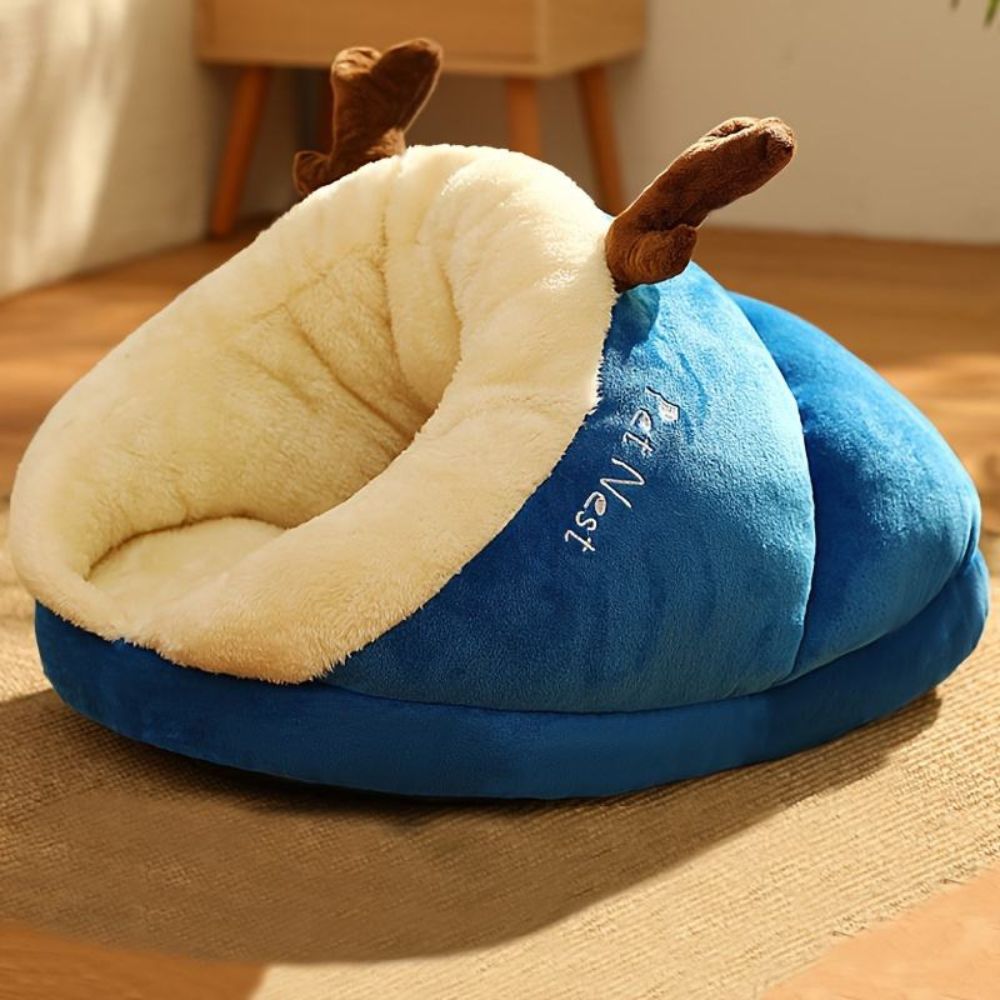 Maisonnette chien bleue, avec un rembourrage blanc et épais, produit seul