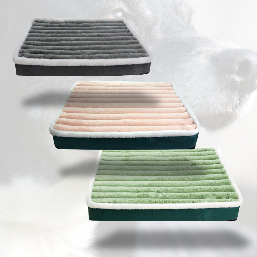 Matelas orthopédique chien gris, rose et vert