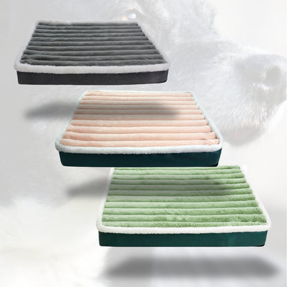 Matelas orthopédique chien décliné en gris, rose et vert