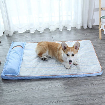 Toutou soulagé sur matelas rafraîchissant pour chien respirant, la chaleur estivale