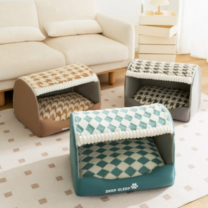 Niche pour chien intérieur de style carreaux, disponible en trois couleurs
