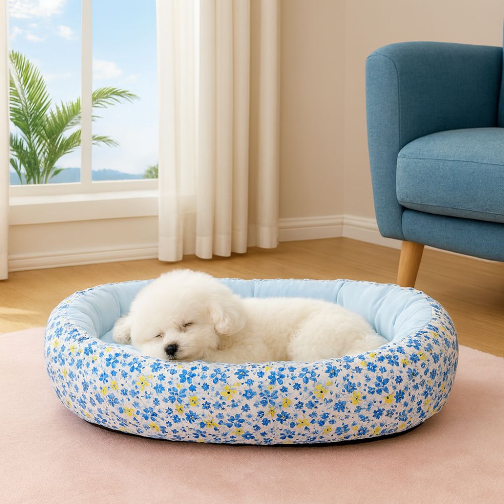 Panier chien lavable bleu, le cocon apaisant pour un chiot endormi