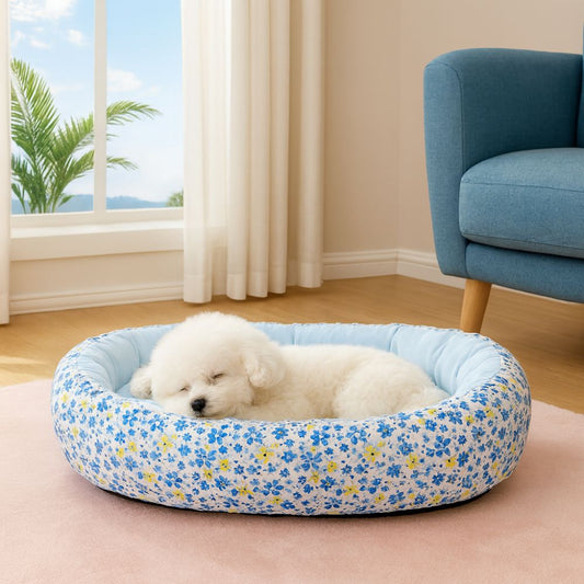 Panier chien lavable bleu, le cocon apaisant pour un chiot endormi