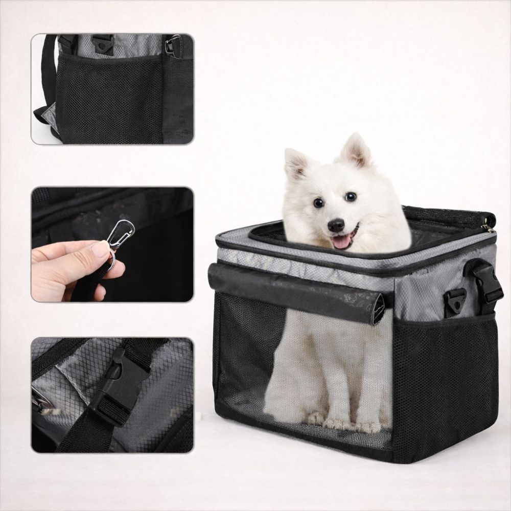 panier chien velo avec filet respirant attache de sécurité et espace confortable pour petit chien