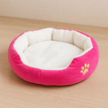 Panier pour chien rose vif, intérieur laine blanche douce et moelleuse