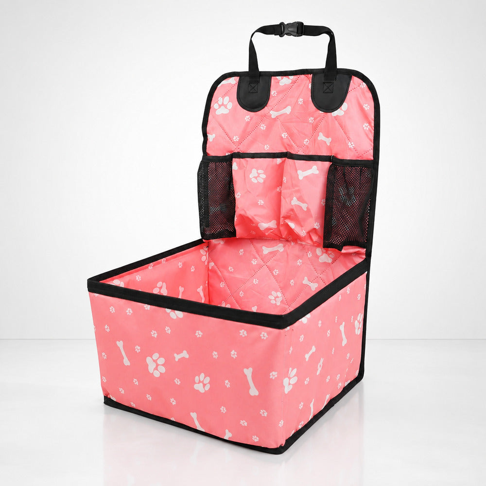 Panier voiture pour chien rose à motifs, produit seul
