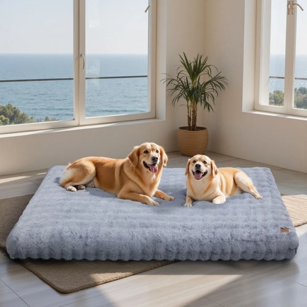 Tapis pour chien épais à surface ultra douce offrant un soutien confortable à deux grands chiens