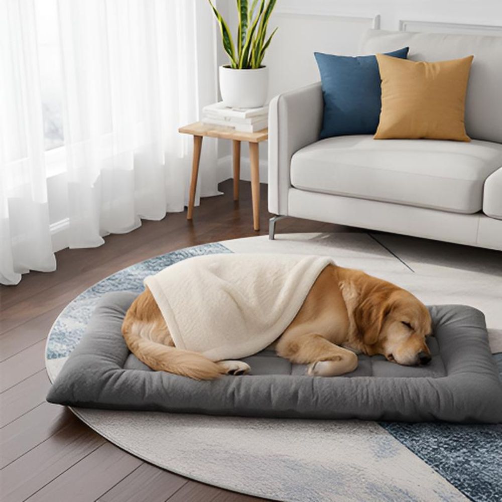 Labrador dormant sur un tapis pour grand chien confortable et épais