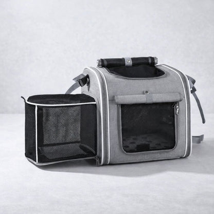 vélo panier chien présenté sur fond gris clair, offrant une structure stable et un espace respirant